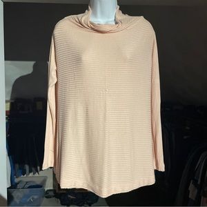 Free People We the Free Peach Ribbed Mock Neck Pullover Sweater XS